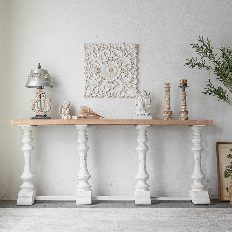 Retro American porch table solid wood porch table strip case long wall narrow table homestay net red shop decoration strip case