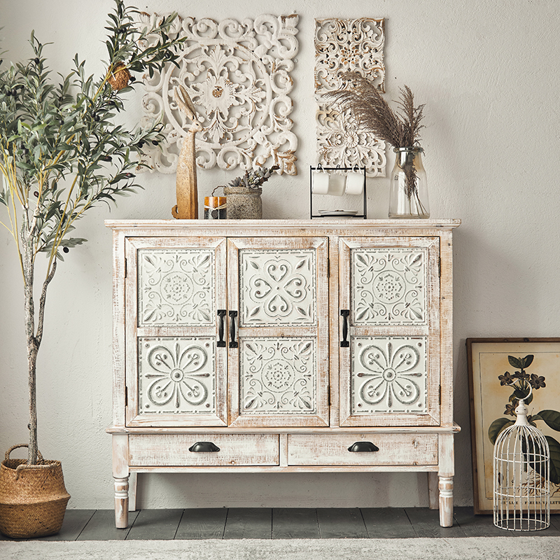 Retro and old American style entry porch cabinet dining cabinet solid wood living room storage cabinet storage cabinet home storage cabinet