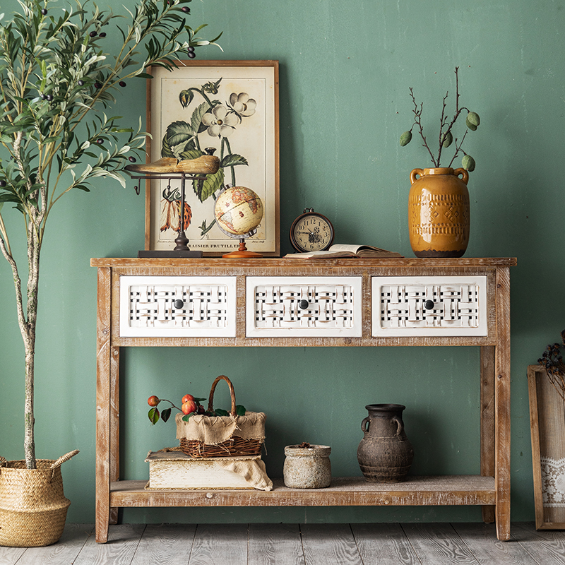 American style porch cabinet retro wall cabinet storage cabinet old solid wood porch table side cabinet storage layered dining cabinet