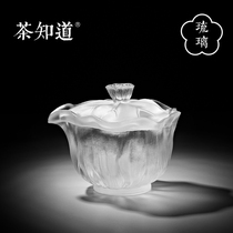 Tea cup Glass lotus Gaiwan Kung Fu Tea bowl Single Glass Gaiwan Tea cup Tea cup Tea bowl Hand grab pot