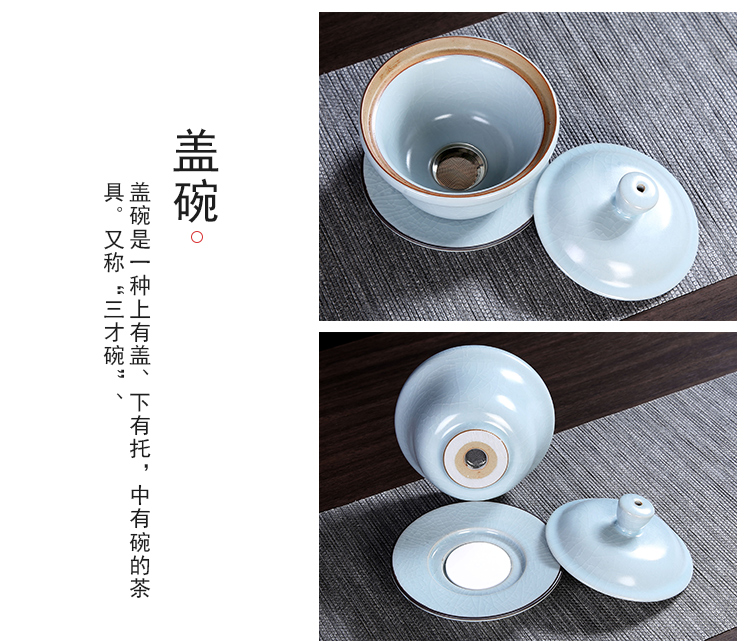 Crack cup against a pot of three cups of hot ceramics glass portable travel kung fu tea set contracted