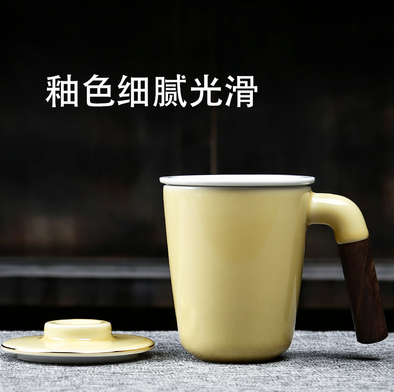 Contracted mark cup home filtering creative household wood handle ceramic cups with cover glass office tea cups