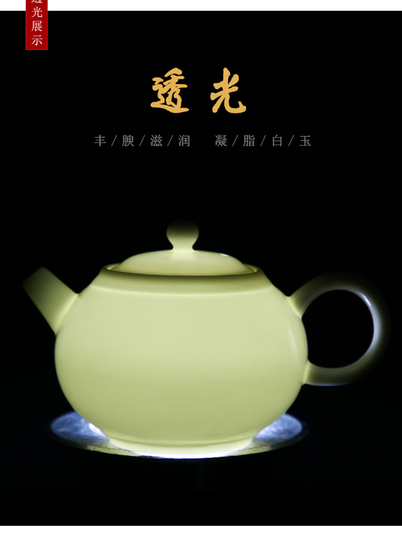 White porcelain ceramic teapot tea kettle suet jade single pot home tea kungfu tea jade porcelain tea set