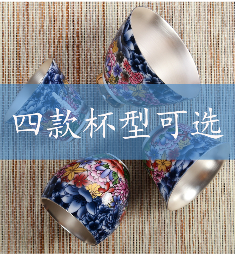 Jingdezhen hand - made under glaze colorful pomegranate koubei sample tea cup silver tea light ceramic cups, restoring ancient ways