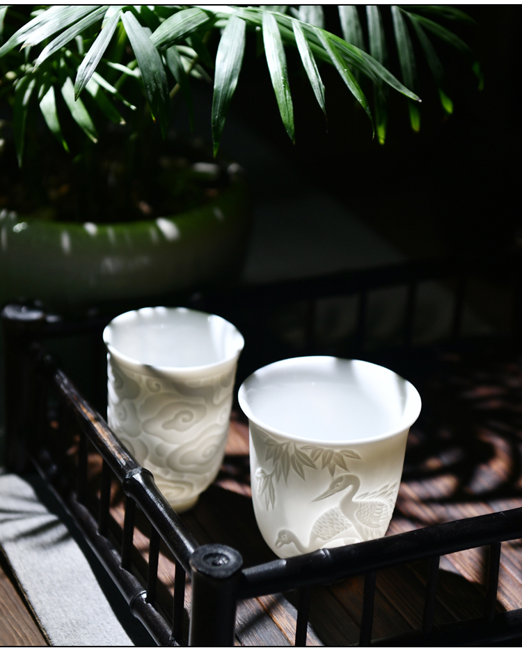 Dehua white porcelain sample tea cup personal master cup single CPU ceramic tea set pure manual large - sized kung fu tea cups