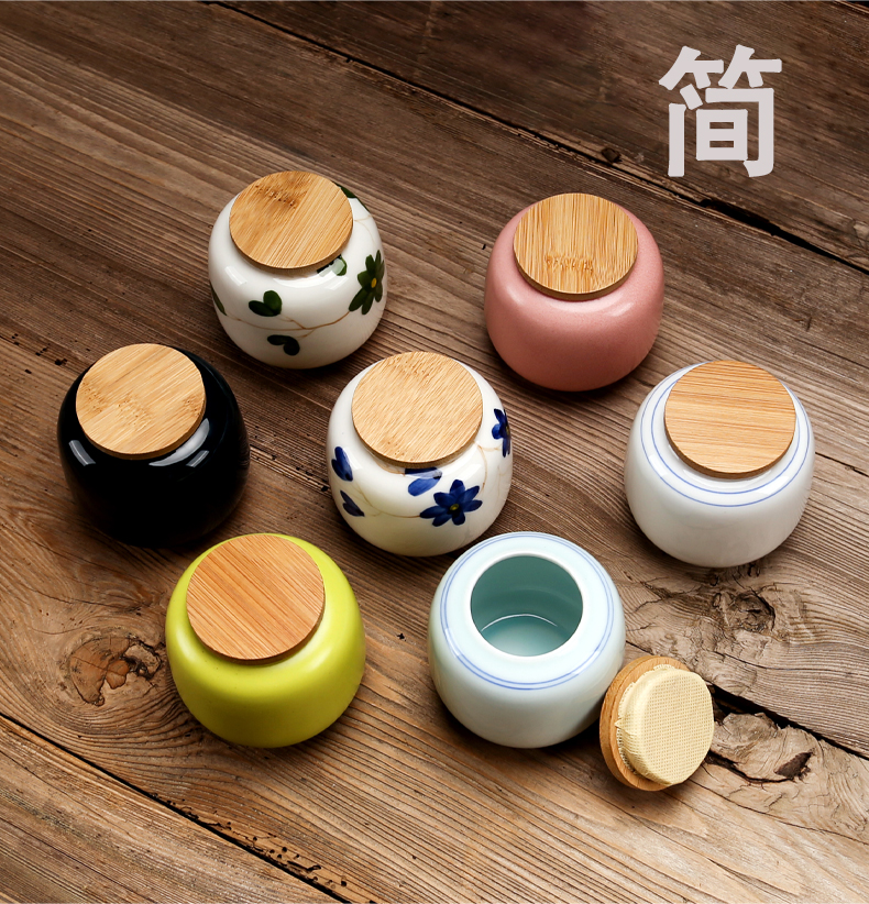 Travel on business, portable small caddy fixings elder brother up with ceramic seal pot of green tea box of mini small portable POTS