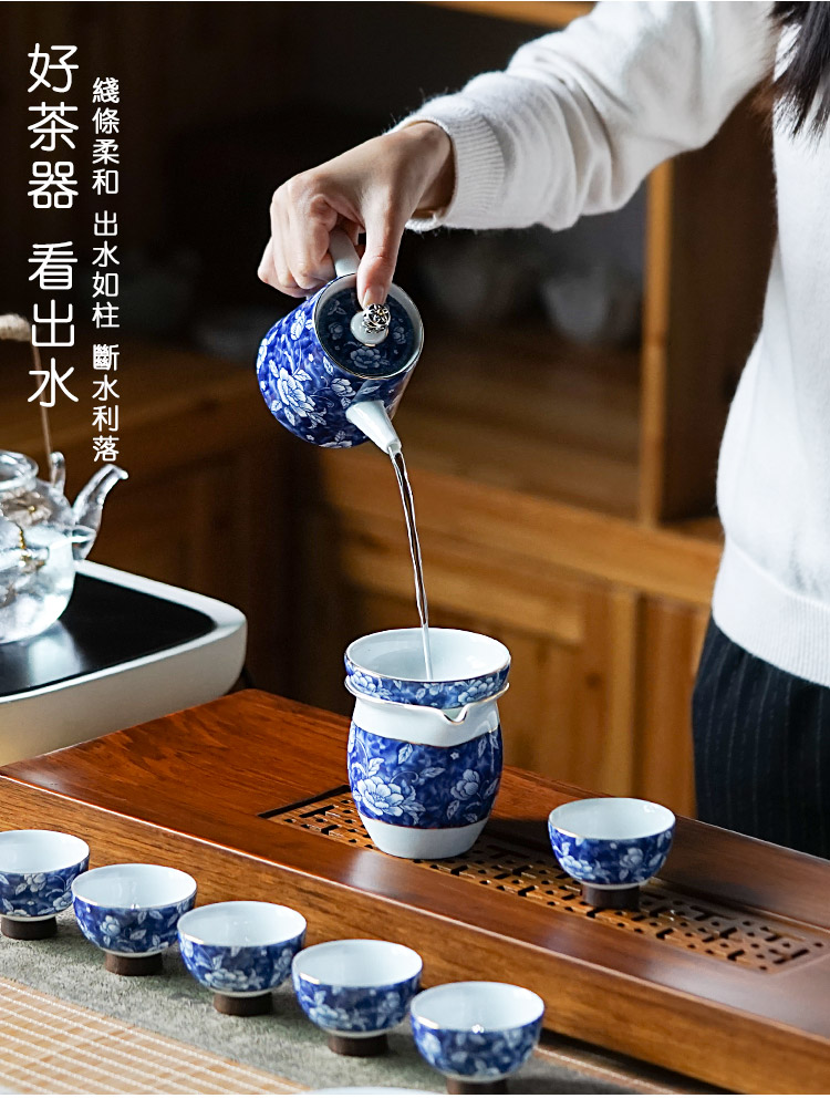 Blue and white porcelain tea set contracted Chinese tea taking of jingdezhen ceramic teapot teacup whole household kunfu tea