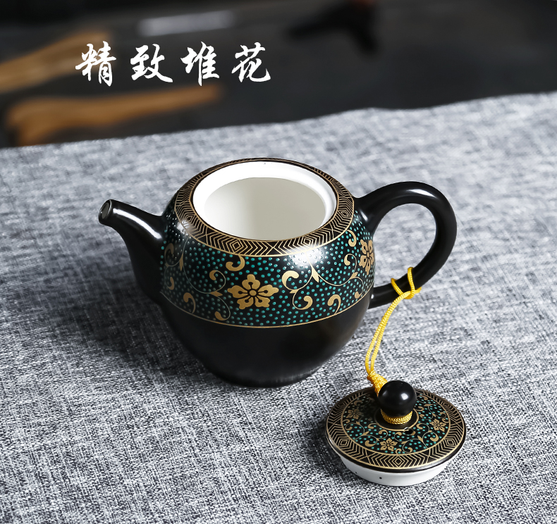 Tea set ji blue glaze ceramic Tea set the teapot household running technology by a complete set of kung fu Tea set the see colour of blue and white porcelain teapots
