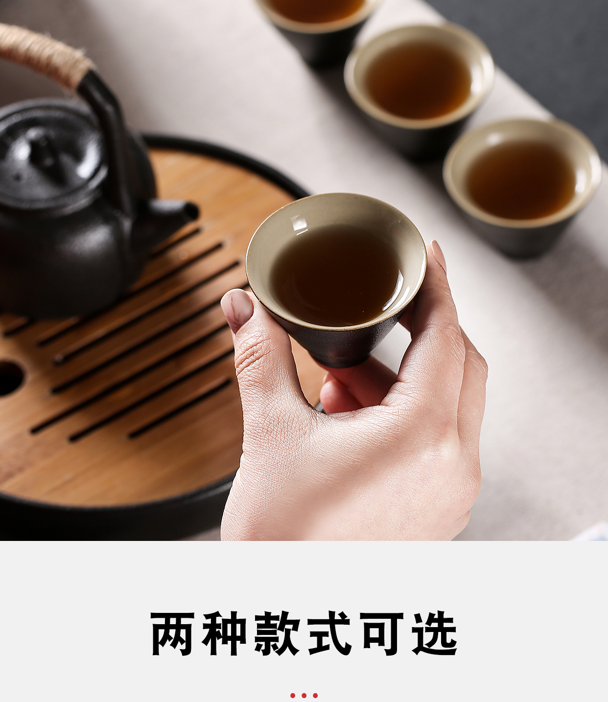 Thick now Japanese zen pot of four cups of tea set teapot teacup, black pottery ceramic tea set of group travel pack
