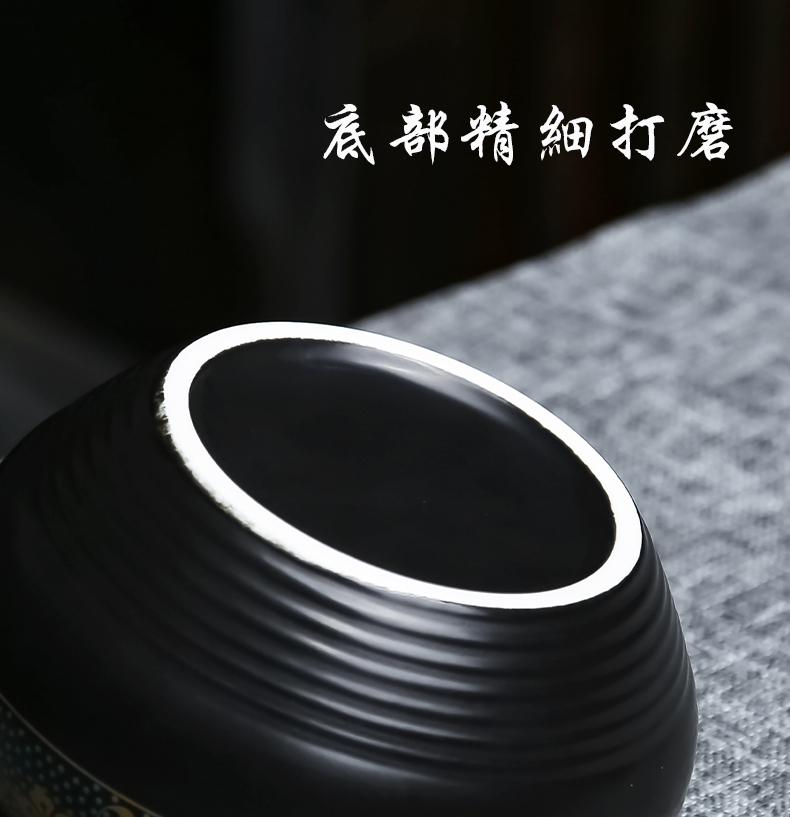 Caddy fixings temmoku lamp that obsidian black tea Caddy fixings household creative storage POTS sealed as cans ceramic POTS