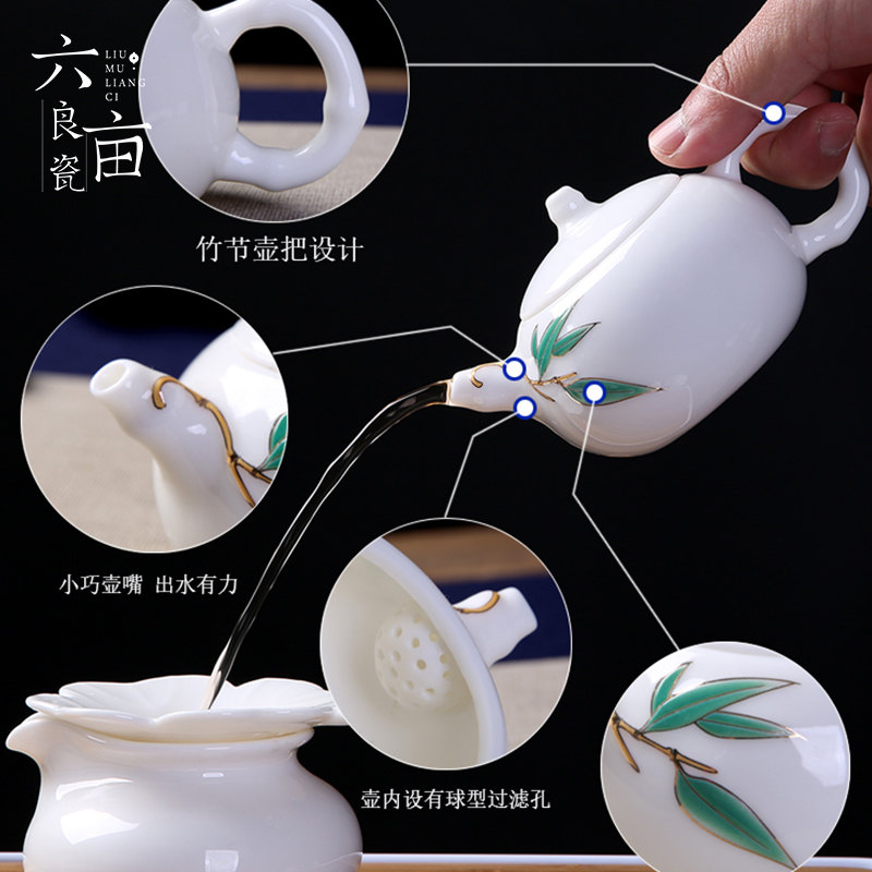 Dehua white porcelain teapot home tea ware Japanese small and pure and fresh filtering heat - resistant ceramic kung fu xi shi single pot of tea