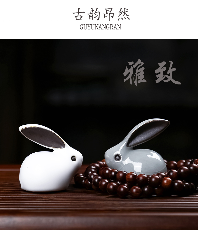 Furnishing articles pet boutique purple rabbit can raise tea play move lucky express and creative Chinese zodiac tea tray tea sets