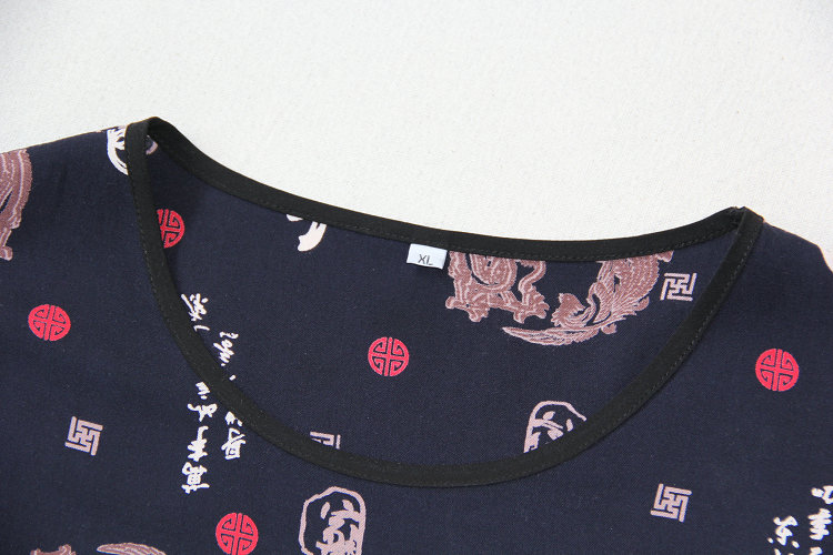 Kích thước lớn người đàn ông trung niên của bông lụa đồ ngủ tops home dịch vụ ngắn tay T-Shirt rayon cotton trùm đầu áo mùa hè bộ đồ thu đông nam 