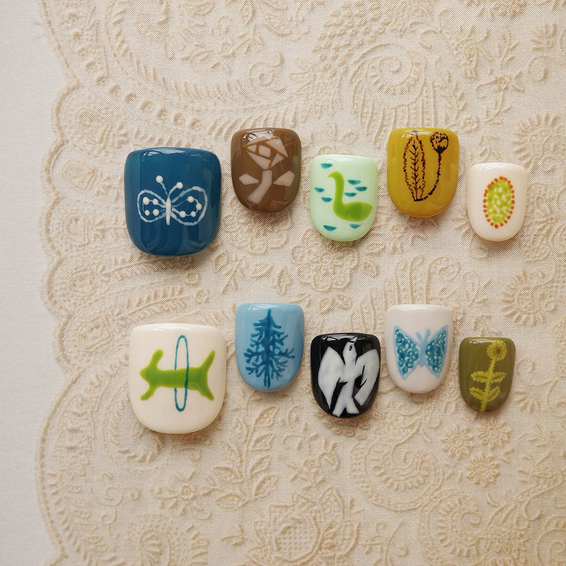 Landlandland Store Akira Minagawa Animals and Flowers Hand-Painted Wearable Nail Art ins