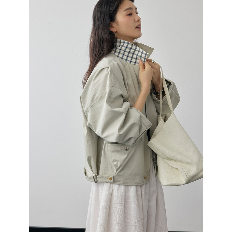 Acme Ground Short Practical Color-Blocked Collar Jacket for Women 2026 Early Spring New Casual Style 90278