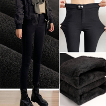 Plus velvet magic leggings women 2021 new autumn and winter wear high waist thin black little feet pencil small black pants