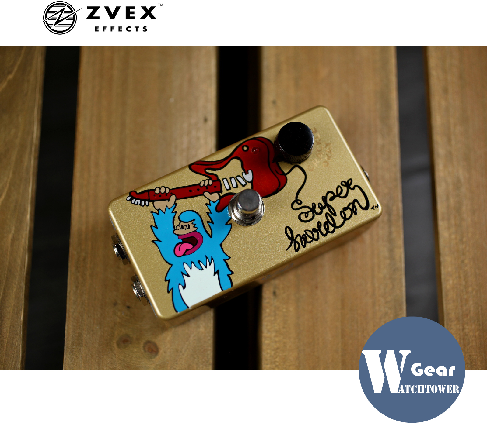 Spot ZVEX Super Hard On incentive Boost pushback electric guitar single block effect fruit and hand drawing