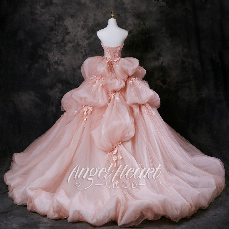 Angel Heart 2025 New Pink Bridal Toast Dress Art Exam Vocal Birthday Coming-Of-Age Dress for Female High School Students