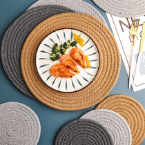 Japanese round placemats table mat insulation mat household coasters thickened cotton thread woven anti-scalding mat Bowl dinner plate mat