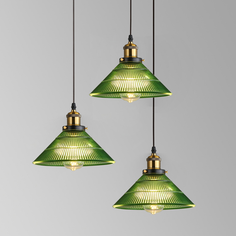 Nordic Retro Minimalist Bar Restaurant Pendant Light Old Shanghai Republic of China American Country Style Cafe Green Glass Pendant Light