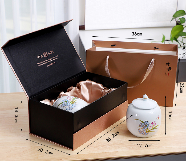 Tea packaging gift box empty the new gm in half jins of green Tea, red Tea pot of ceramic seal pot double pot of custom