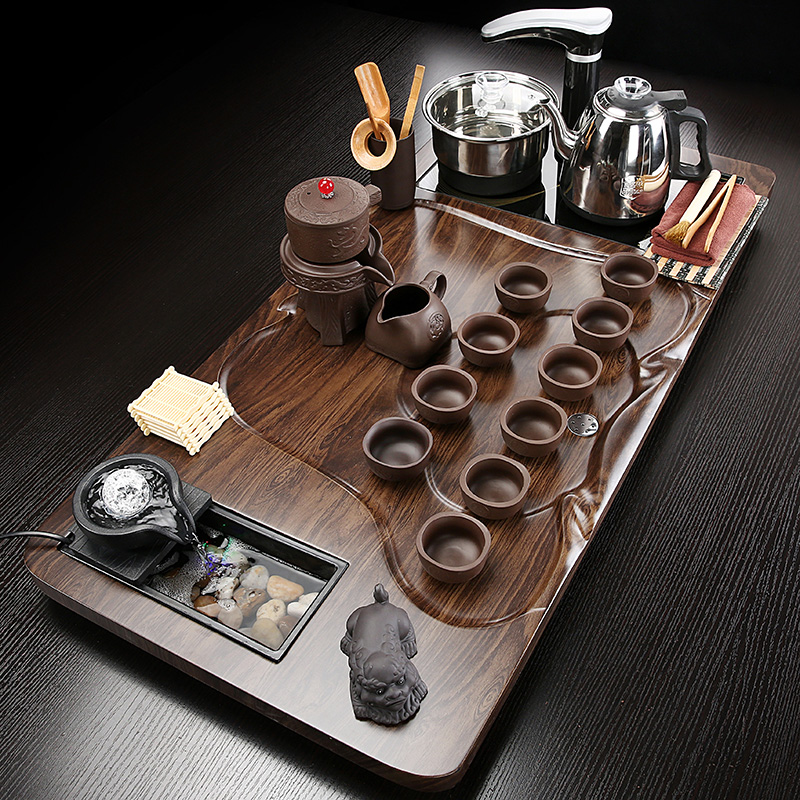 Flow tea tray automatic electric tea stove integrated home office solid wood tea table tea set lazy tea maker