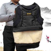 Autumn and winter pure sheep fur one male vest thickened warm loose removable fathers shoulder leather