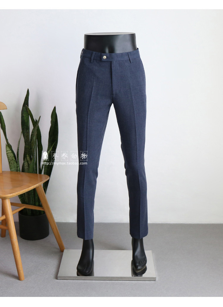 Vertebrate nam denim màu xanh stretch Slim phù hợp với quần hai mảnh phù hợp với phong cách Châu Âu và Mỹ phù hợp với chuyên nghiệp