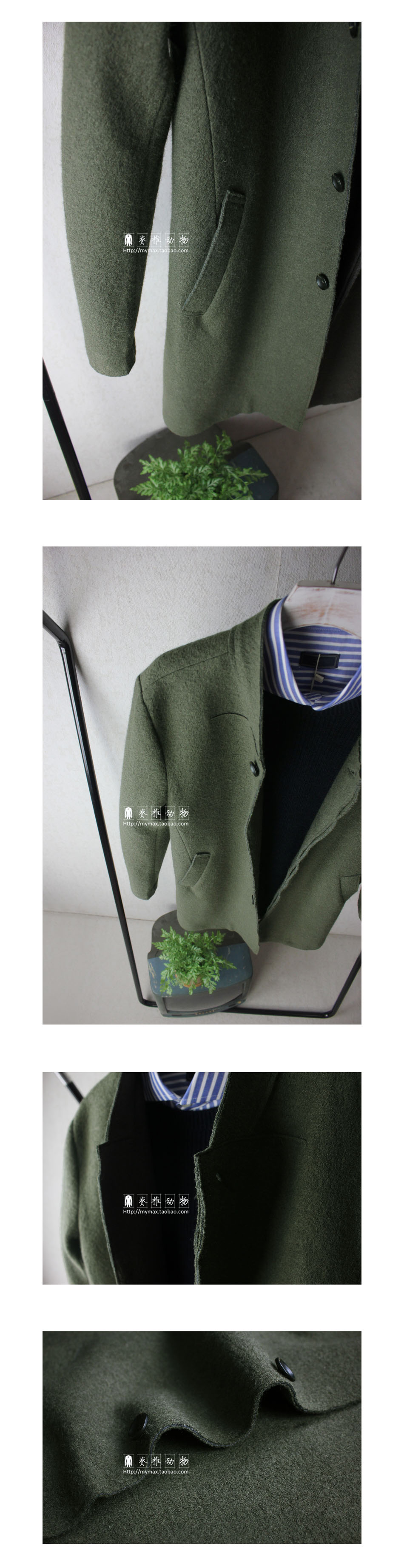 Vertebrate Men của Len Retro Trung Bình Dài Coat Nhật Bản Phong Cách Nguyên Cạnh Casual Dài Áo Khoác