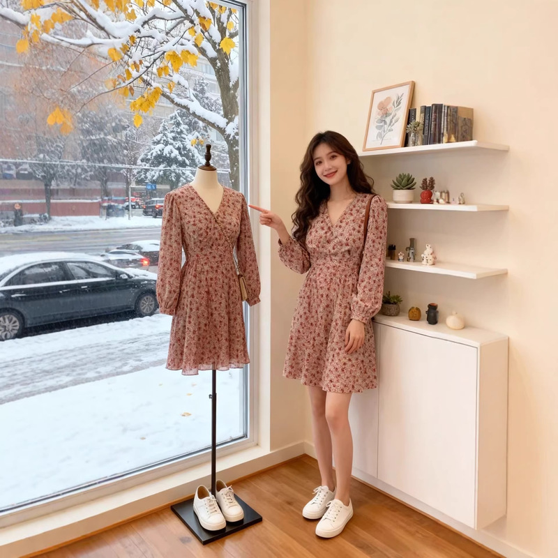 2025 Spring Women's French Retro Platycodon Dress Korean Style Waist-Cinching Short Skirt Loose Slimming Floral Dress Trendy 2025 Spring Women's French Retro Platycodon Dress Korean Style Waist-Cinching Short Skirt Loose Slimming Floral Dress Trendy