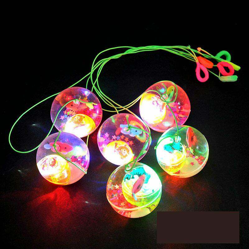 (3pcs)Luminous BALL BOUNCING CRYSTAL Ball FLASHING CHILDREN's toys with rope JUMPING LUMINOUS ball toys