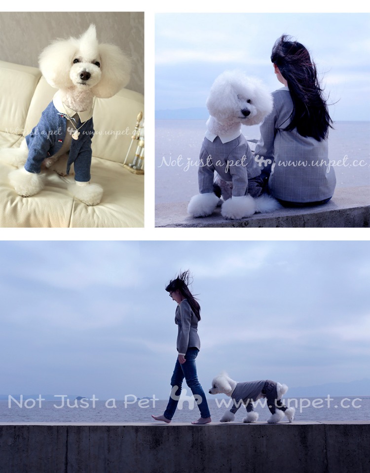 UNPET Breguet Pet Phụ huynh-trẻ em mặc Dog Dress Cotton Nhật Bản Cổ áo sọc sọc áo sơ mi dài tay - Quần áo & phụ kiện thú cưng quần áo cho thú cưng