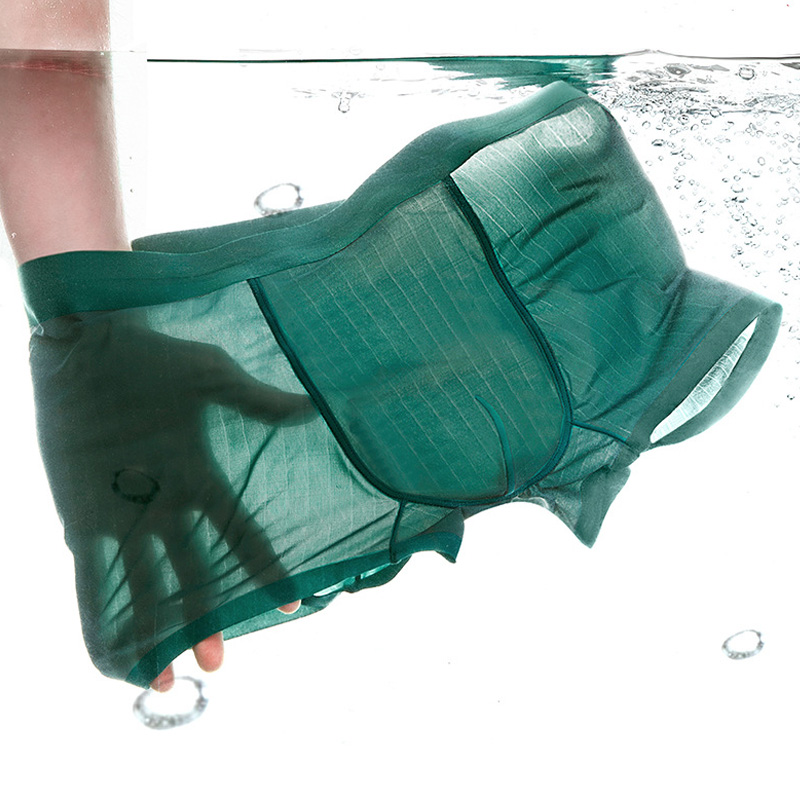Men's ice silk unscratched briefs Four corners pants ultra-thin cool and breathable personality transparent trendy summer four-corner shorts head