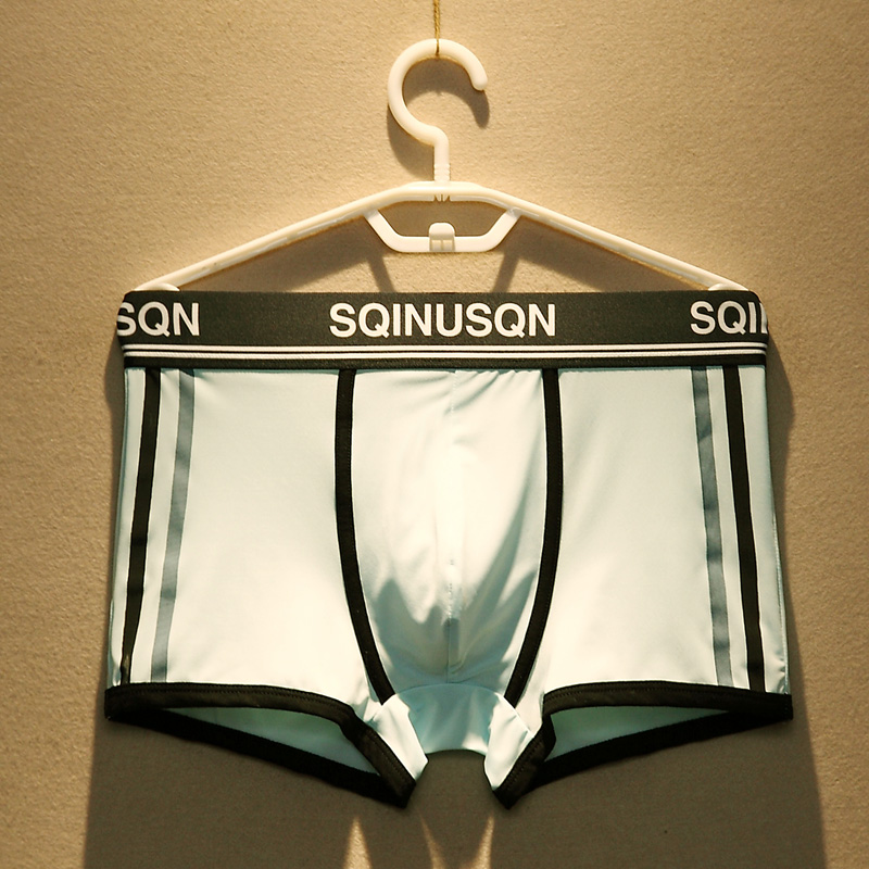 Men's Ice Silk Skinny Men's Underwear Four-corner Pants Ultra Slim Breathable Personality Wave Striped Youth Movement Four-corner Shorts Head