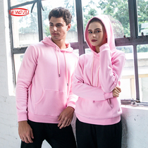 Autumn and winter plus velvet sweater custom pullover with hat outside men and women long sleeve jacket printing logo work clothes customized