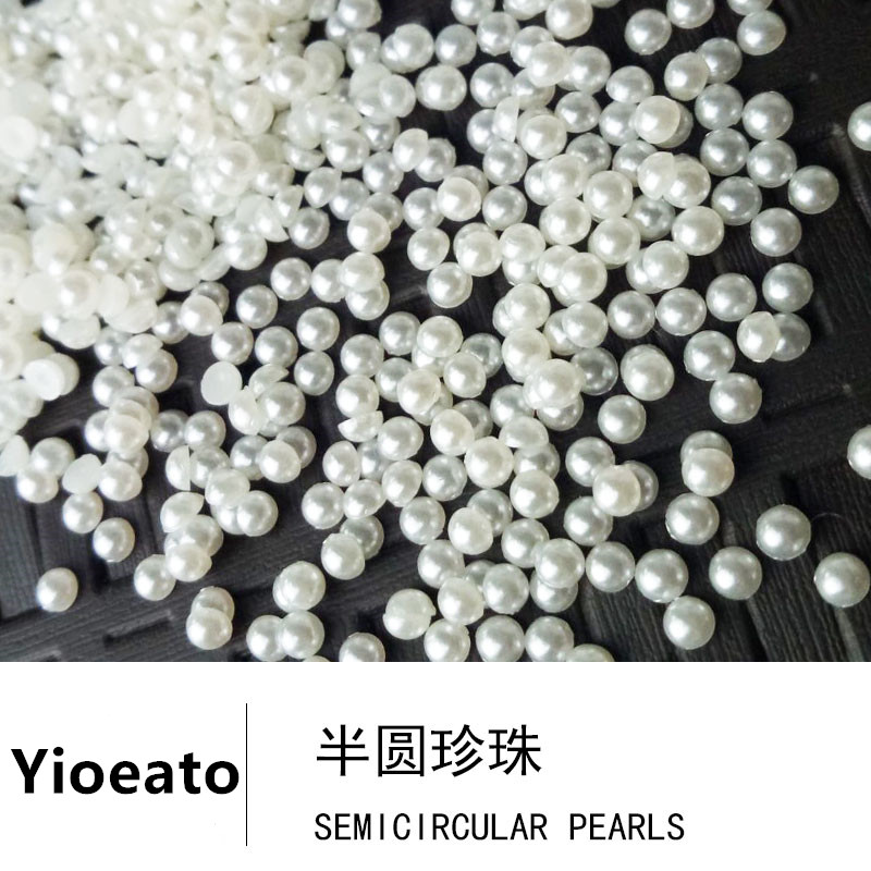 Semi-circle pearl ornament disc flat bottom round square ceramic wrapping pearl phototherapy A DIY round case 3D ornament