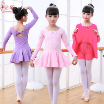 Dance clothing childrens female practice clothing autumn and winter childrens long sleeve Tutu girl dance skirt Chinese dance performance clothing
