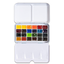 Rubens Solid Watercolor Pigment Set Pearlescent Packaging Mini Portable Small Box Officially Equipped with 24 Color Iron Box Art Student Special Painting Artist Hand Painting Professional Tools for Beginners