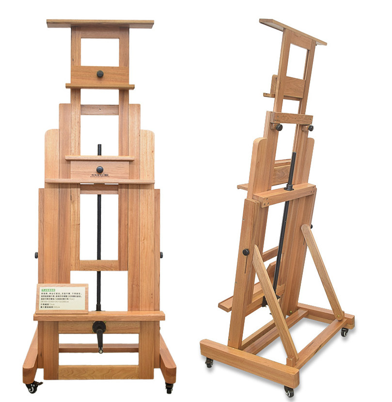 Мольберт 三艺tj6860 升降山核桃楸木实木制画架 前倾后仰式油画架/展示架