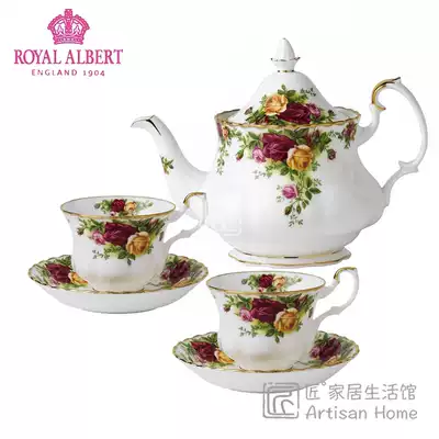 British Royal Albert Royal Old Town Rose Bone China Tea Set Set 1 pot 2 4 cups Country Rose