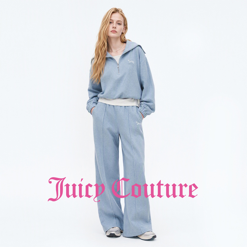 Juicy Couture Orange Sports Suit Lapel Pullover Sweatshirt Casual Pants Autum Women's Two-Piece Set