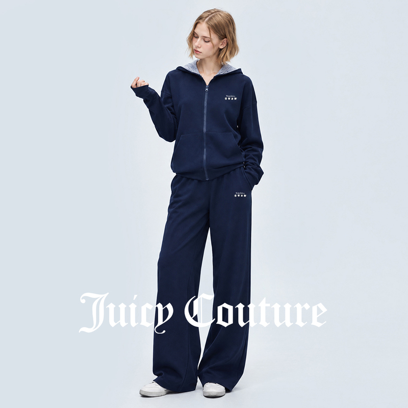 Juicy Couture Orange Hooded Cardigan Sweatshirt Casual Pants Set Autum Sports Fashion Two-Piece Set