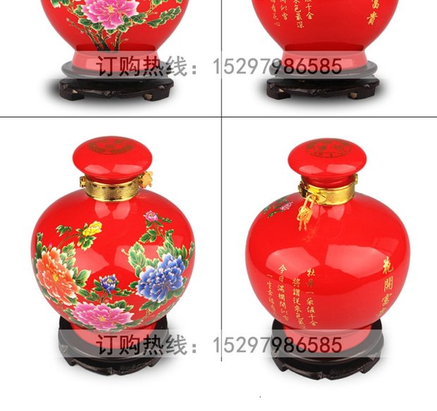 Jingdezhen 5 kg tải chai gốm gốm Năm kg tải màu men nấm chai niêm phong bong bóng bình rượu hộ gia đình - Rượu vang ly uống rượu vang đỏ
