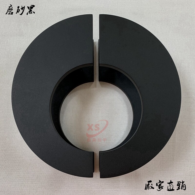 Brief Chinese imitation antique glass door handle door semicircular ancient bronze engraving hollowed-out wood door handle black spot