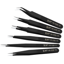 Antistatic small tweezers stainless steel bent pointed oatmeal picking up hair tool long shot pliers plucking hair knead repair