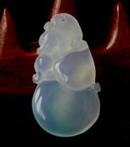 Number 0808018 Natural Agate jade pendant pendant Fushou Ruyi crystal clear pendant pendant