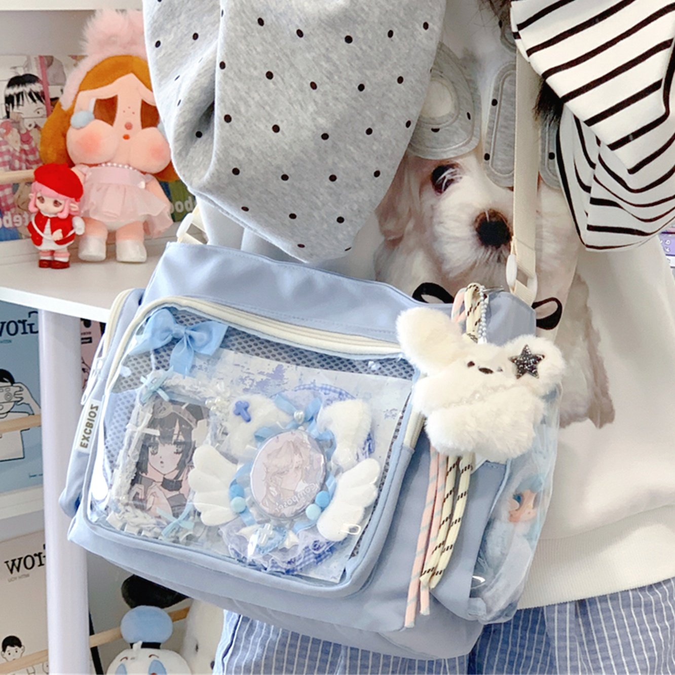 Large Capacity Tote Bag, High-Value Tutoring Bag, Cute Daily Tote Bag for Female Students, Anime-Style Handbag, Includes a Clipboard