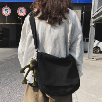 2021 autumn and winter New canvas crossbody bag female black satchel bag large capacity shoulder backpack college students Class bag