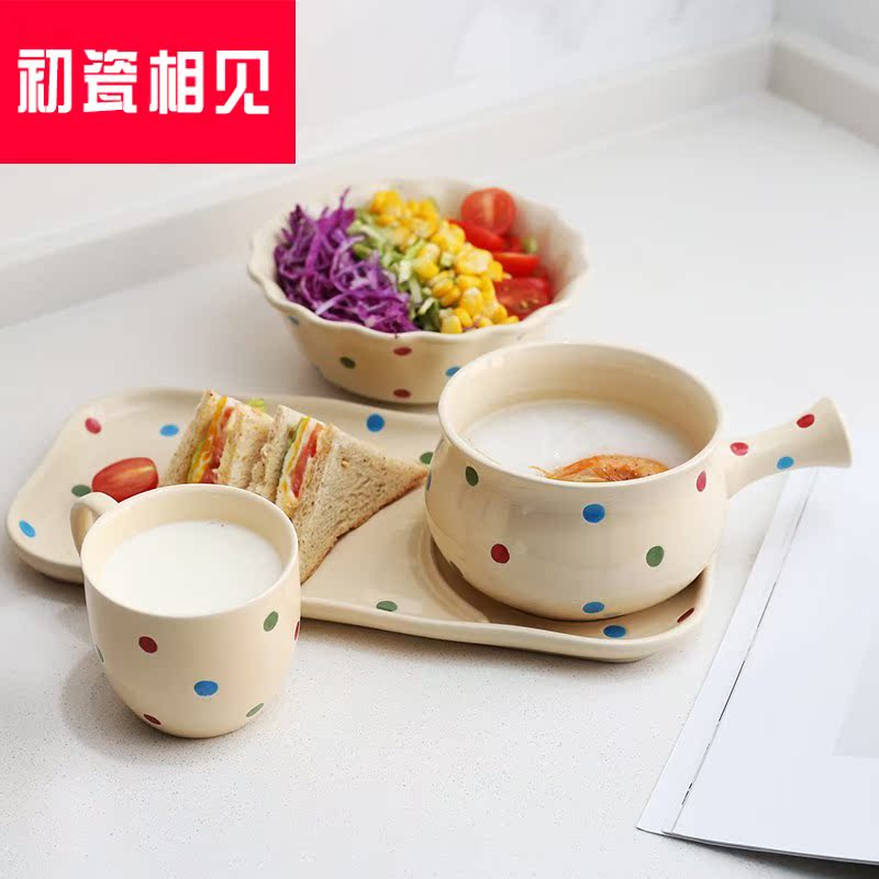 Porcelain meet each other at the beginning of the creative wave point breakfast tray was home plate ceramic disc oatmeal bowl? H your job one Japanese food