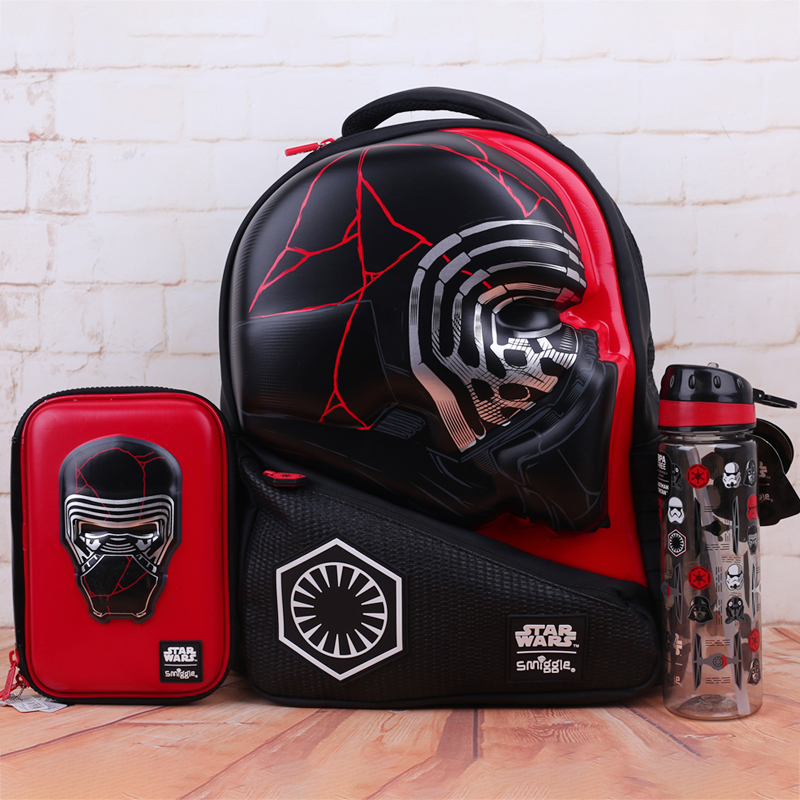 Australian smiggle red black samurai bag pen box student double shoulder bag primary and middle school children large capacity bag